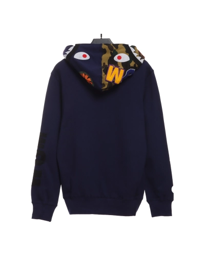 BAPE solid color patchwork camouflage shark hoodie 1902 02