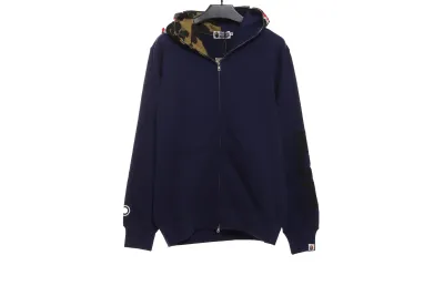 BAPE solid color patchwork camouflage shark hoodie 1902 01