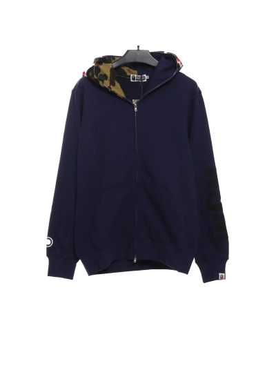 BAPE solid color patchwork camouflage shark hoodie 1902 01