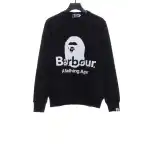 BAPER x Barbour co-branded pullover sweatshirt black Hoodie