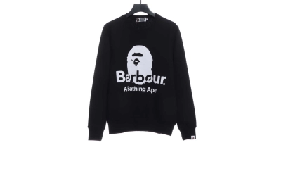 BAPER x Barbour co-branded pullover sweatshirt black Hoodie 01