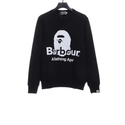 BAPER x Barbour co-branded pullover sweatshirt black Hoodie 01