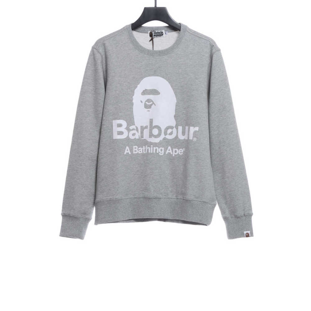 BAPER x Barbour co-branded pullover sweatshirt gray Hoodie
