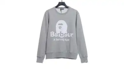 BAPER x Barbour co-branded pullover sweatshirt gray Hoodie 01