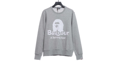 BAPER x Barbour co-branded pullover sweatshirt gray Hoodie 01