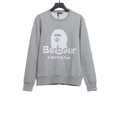 BAPER x Barbour co-branded pullover sweatshirt gray Hoodie 01