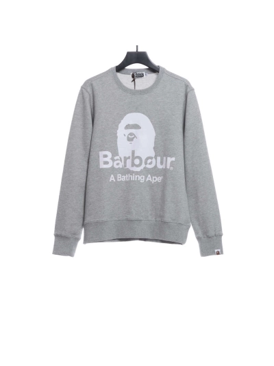 BAPER x Barbour co-branded pullover sweatshirt gray Hoodie 01