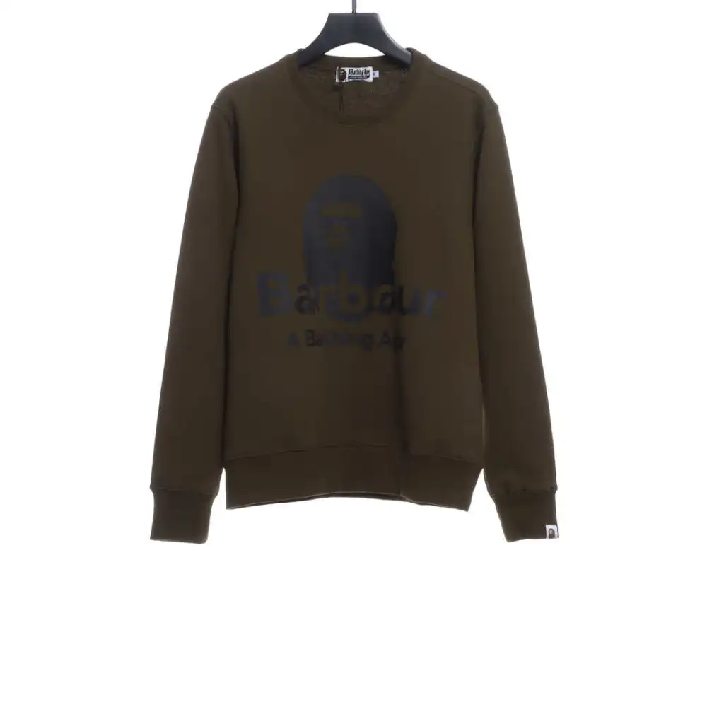  BAPER x Barbour co-branded pullover sweatshirt green Hoodie