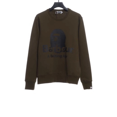 BAPER x Barbour co-branded pullover sweatshirt green Hoodie 01