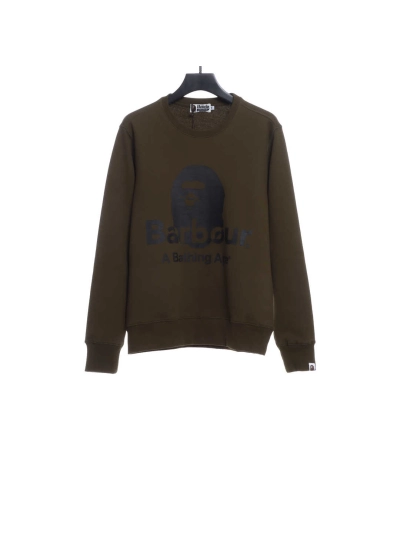 BAPER x Barbour co-branded pullover sweatshirt green Hoodie 01