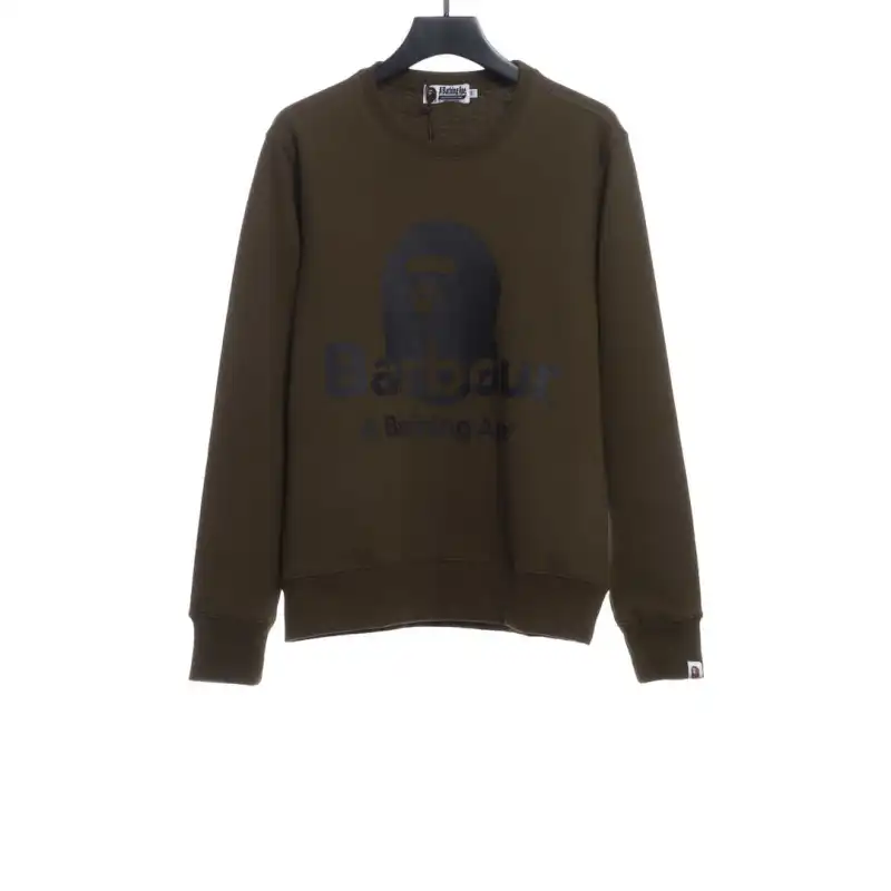  BAPER x Barbour co-branded pullover sweatshirt green Hoodie
