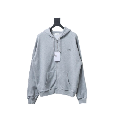  Celine CE basic letter zipper hooded sweatshirt Hoodie 01