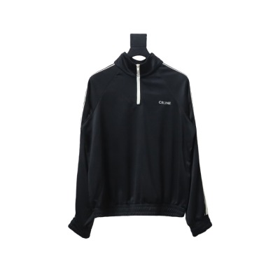  Celine CE letter embroidery half zipper sweatshirt Hoodie 01