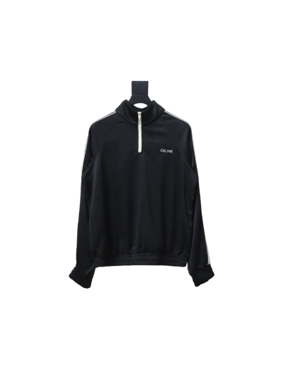 Celine CE letter embroidery half zipper sweatshirt Hoodie 01