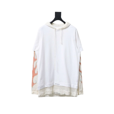 Givenchy 23FW stacked flame mesh sleeve splicing hooded sweatshirt Hoodie 01