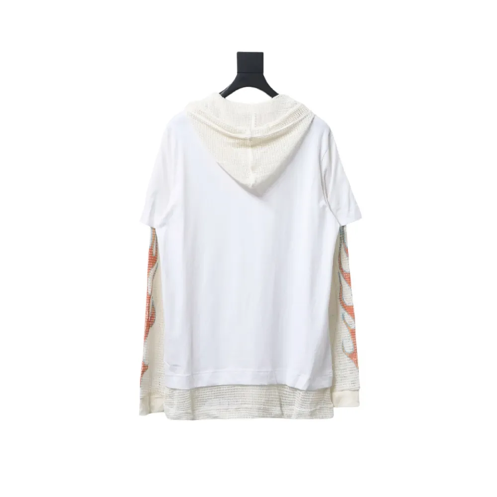  Givenchy 23FW stacked flame mesh sleeve splicing hooded sweatshirt Hoodie