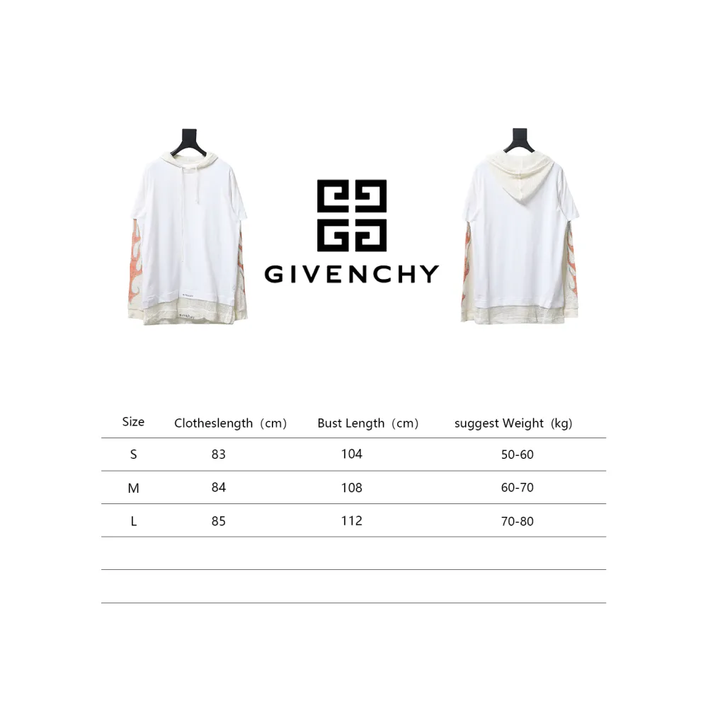  Givenchy 23FW stacked flame mesh sleeve splicing hooded sweatshirt Hoodie