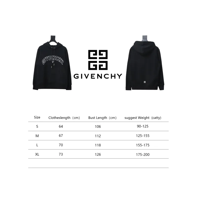  Givenchy 24FW classic English embroidered hooded sweatshirt Hoodie