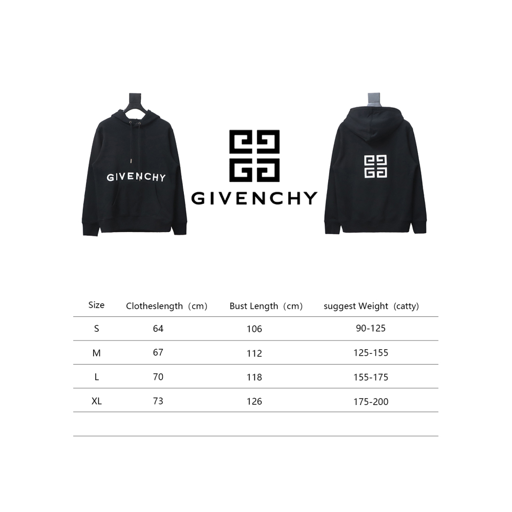  Givenchy 24FW classic front and back three-dimensional embroidered hooded sweatshirt Hoodie