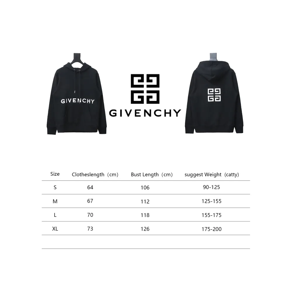  Givenchy 24FW classic front and back three-dimensional embroidered hooded sweatshirt Hoodie