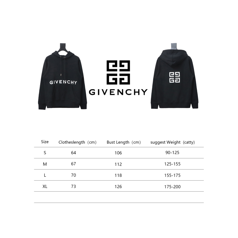  Givenchy 24FW classic front and back three-dimensional embroidered hooded sweatshirt Hoodie