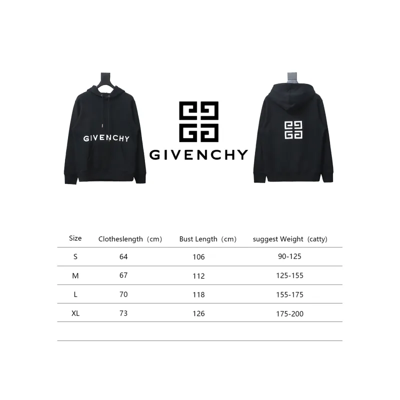  Givenchy 24FW classic front and back three-dimensional embroidered hooded sweatshirt Hoodie