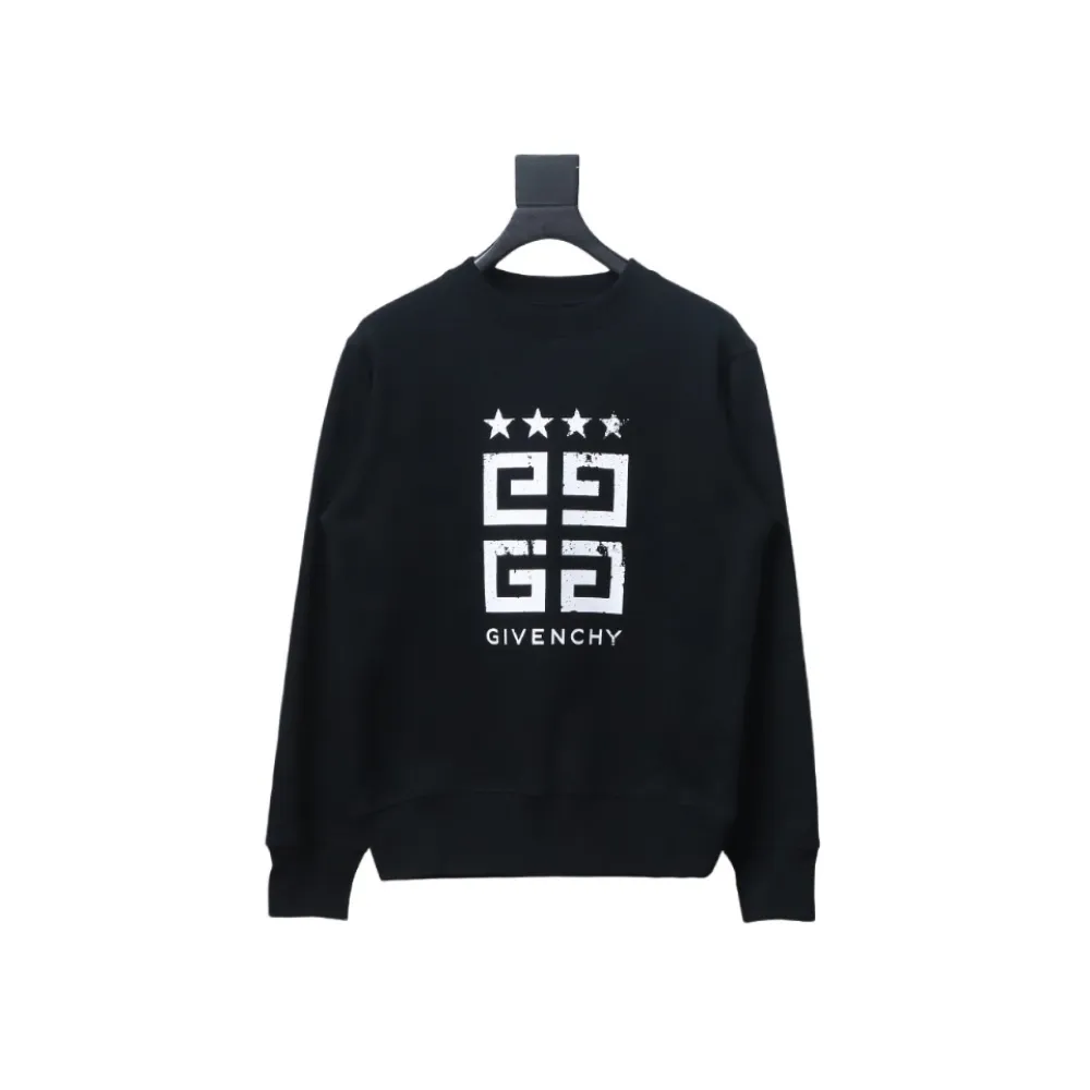 Givenchy 24FW retro distressed 4G star print round neck sweatshirt Hoodie