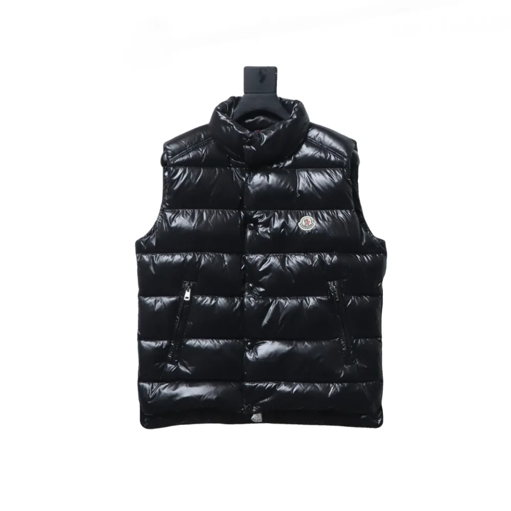  Moncler black flocking label top stand collar Vest Down Jacket