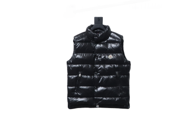 Moncler black flocking label top stand collar Vest Down Jacket 01