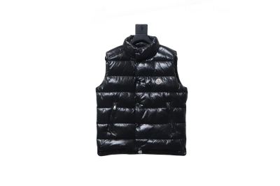Moncler black flocking label top stand collar Vest Down Jacket 01