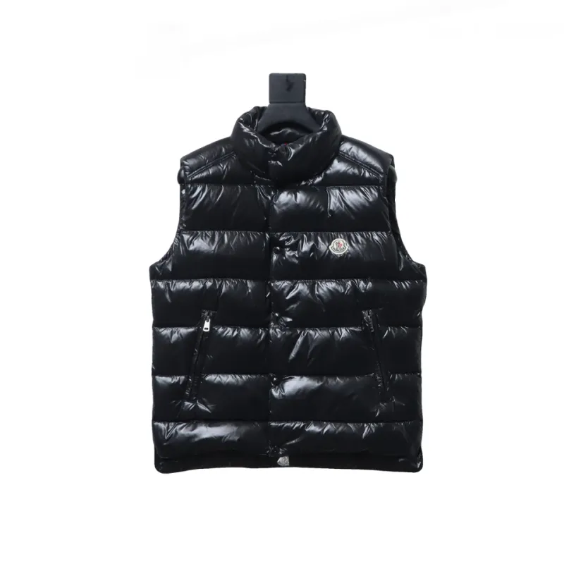 Moncler black flocking label top stand collar Vest Down Jacket