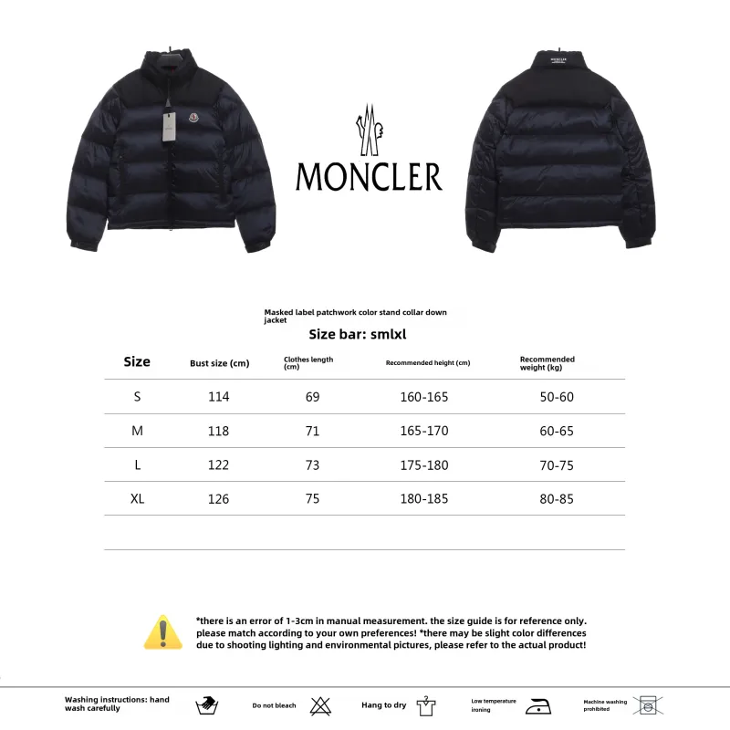  Moncler label patchwork color stand collar down jacket