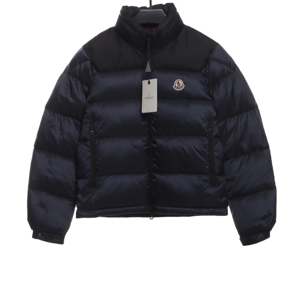 Moncler label patchwork color stand collar down jacket