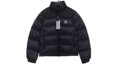 Moncler label patchwork color stand collar down jacket 01