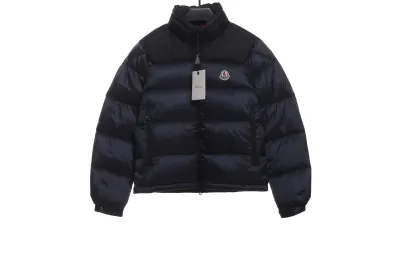 Moncler label patchwork color stand collar down jacket 01