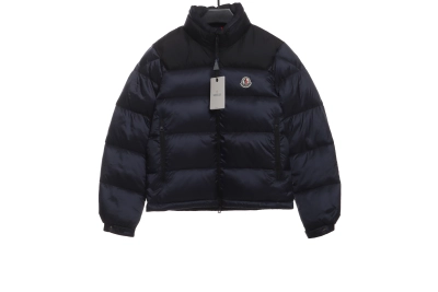 Moncler label patchwork color stand collar down jacket 01