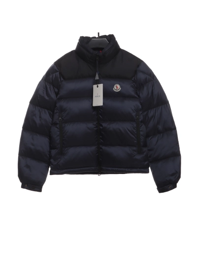 Moncler label patchwork color stand collar down jacket 01