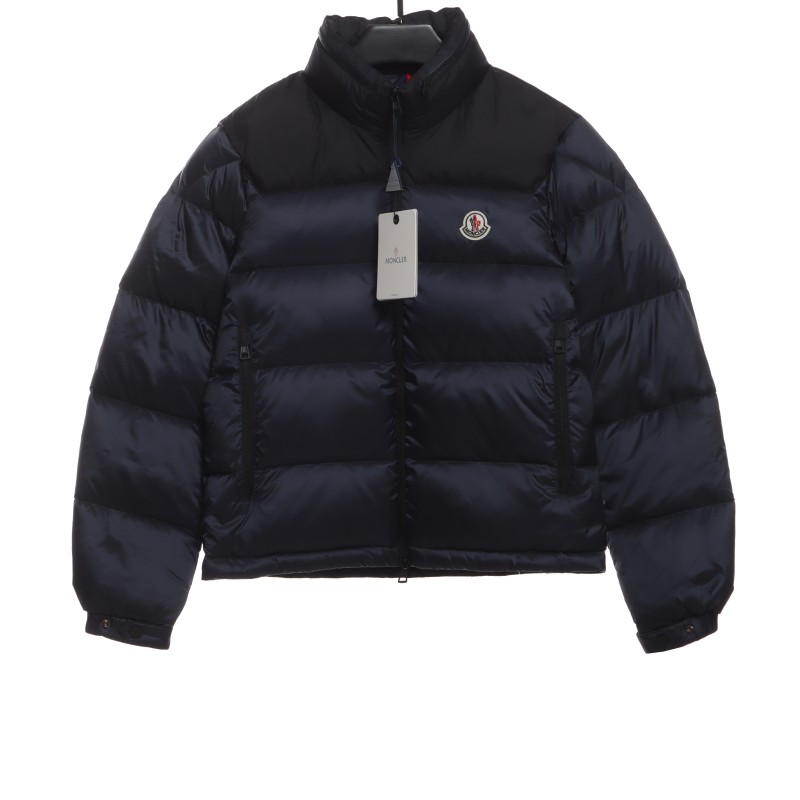 Moncler label patchwork color stand collar down jacket