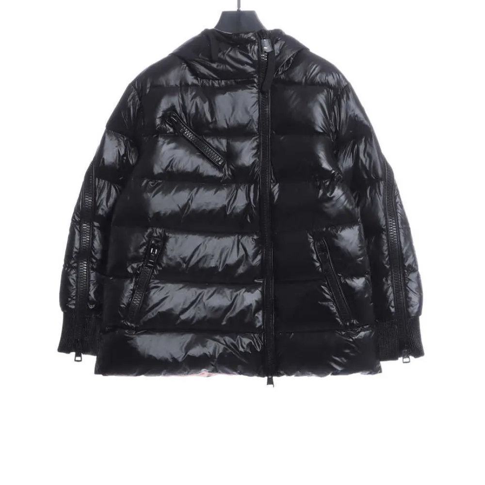  Moncler oblique zipper pink lining down jacket