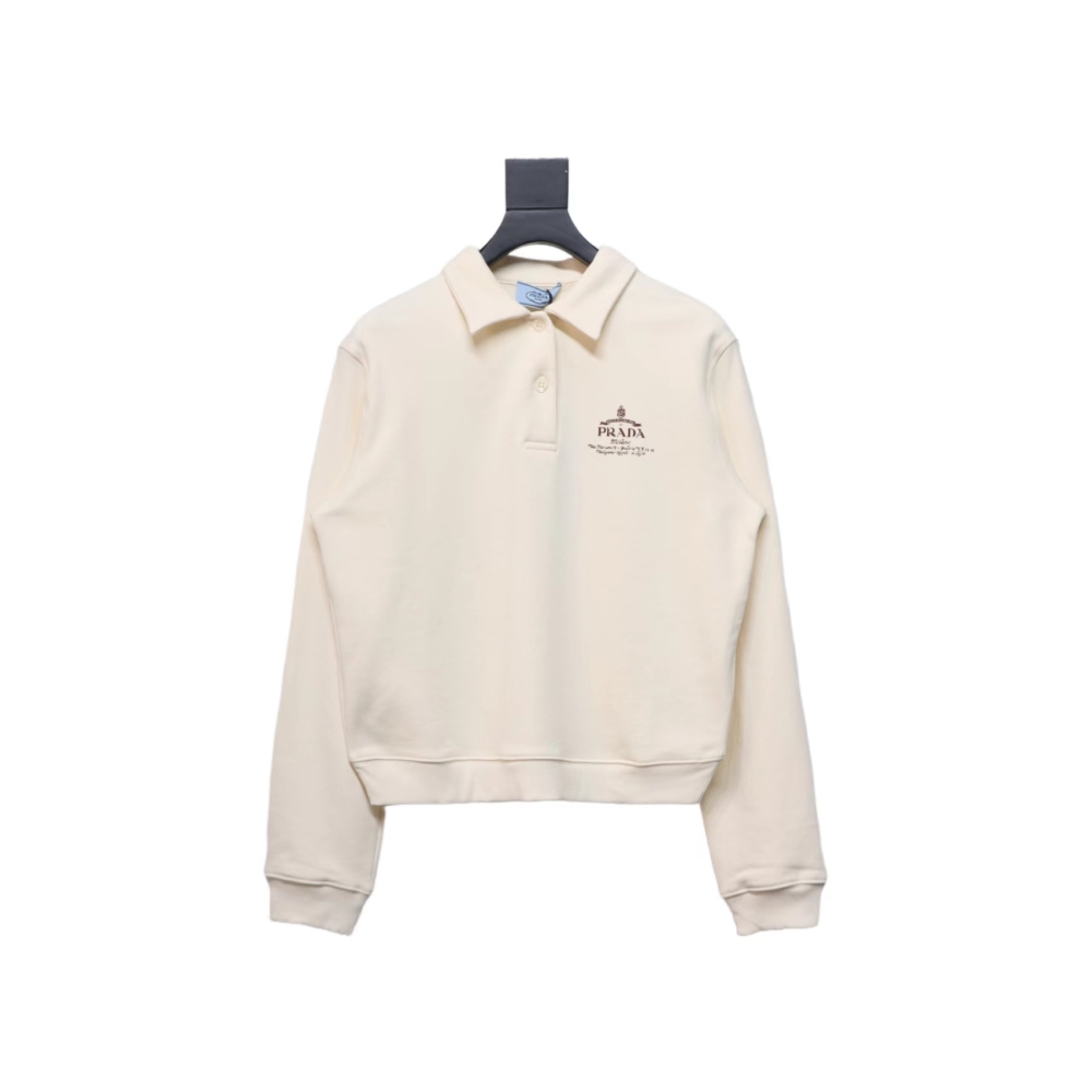 Prada 24Fw distressed logo print lapel sweatshirt Hoodie