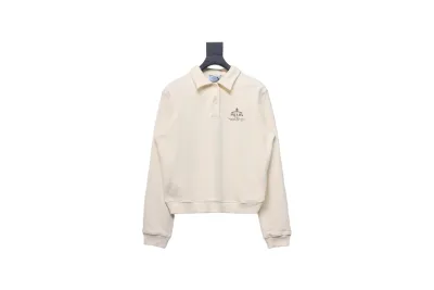 Prada 24Fw distressed logo print lapel sweatshirt Hoodie 01