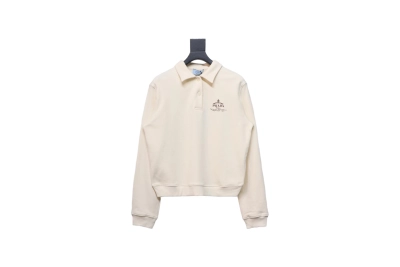 Prada 24Fw distressed logo print lapel sweatshirt Hoodie 01