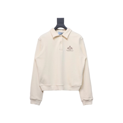  Prada 24Fw distressed logo print lapel sweatshirt Hoodie 01