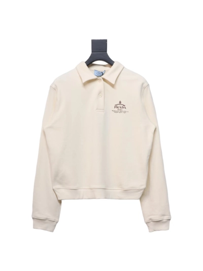 Prada 24Fw distressed logo print lapel sweatshirt Hoodie 01