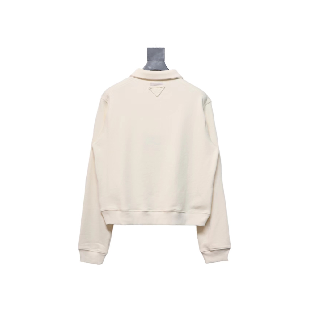 Prada 24Fw distressed logo print lapel sweatshirt Hoodie
