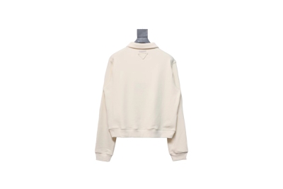 Prada 24Fw distressed logo print lapel sweatshirt Hoodie 02