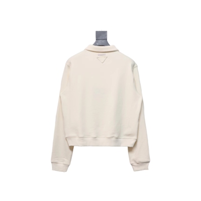  Prada 24Fw distressed logo print lapel sweatshirt Hoodie 02