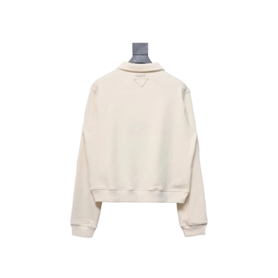 Prada 24Fw distressed logo print lapel sweatshirt Hoodie 02