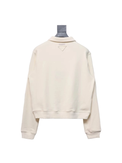 Prada 24Fw distressed logo print lapel sweatshirt Hoodie 02