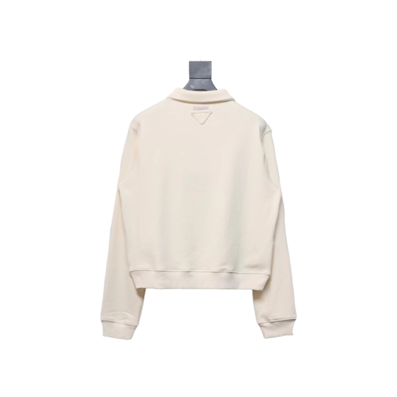 Prada 24Fw distressed logo print lapel sweatshirt Hoodie
